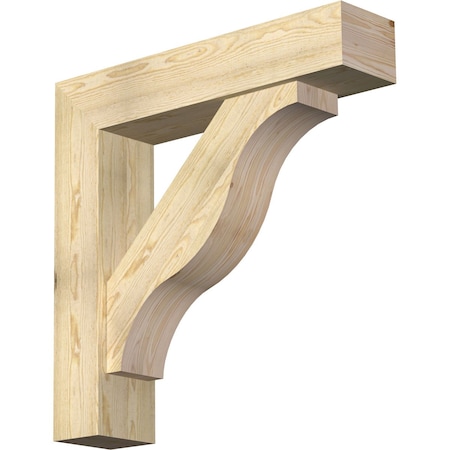 Ekena Millwork Funston Block Rough Sawn Bracket w/ Offset Brace, Douglas Fir, 8"W x 36"D x 36"H BKT0806X36X36FST05RDF